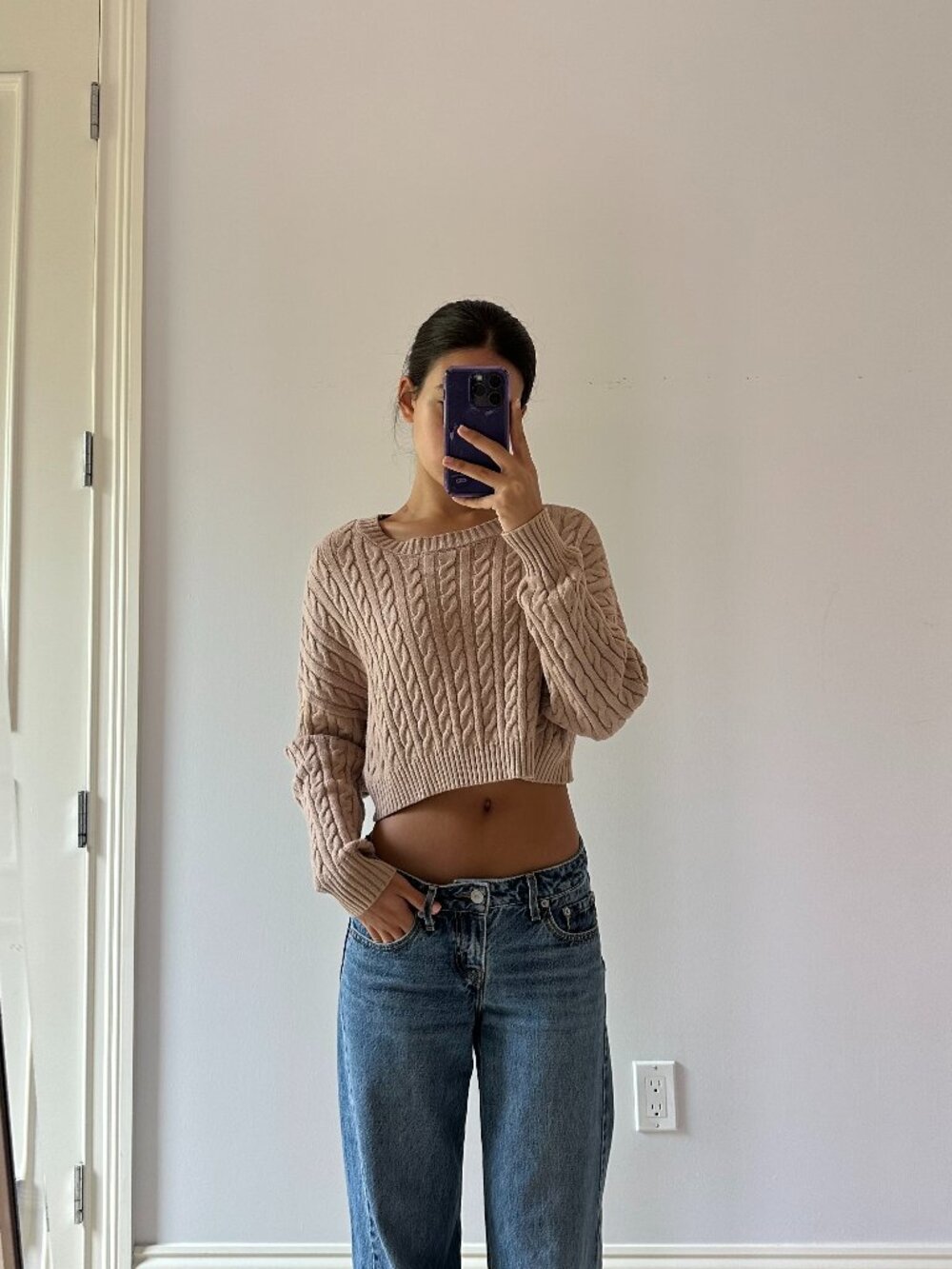 Altar’d State Cable Knit Cropped Sweater